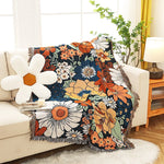 Retro Floral Garden Throw Blanket