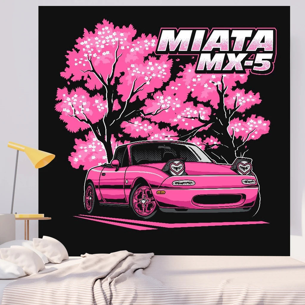 Neon JDM Car Tapestry