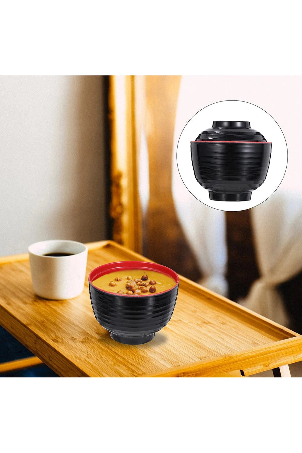 Red and Black Minimalist Bowl Set