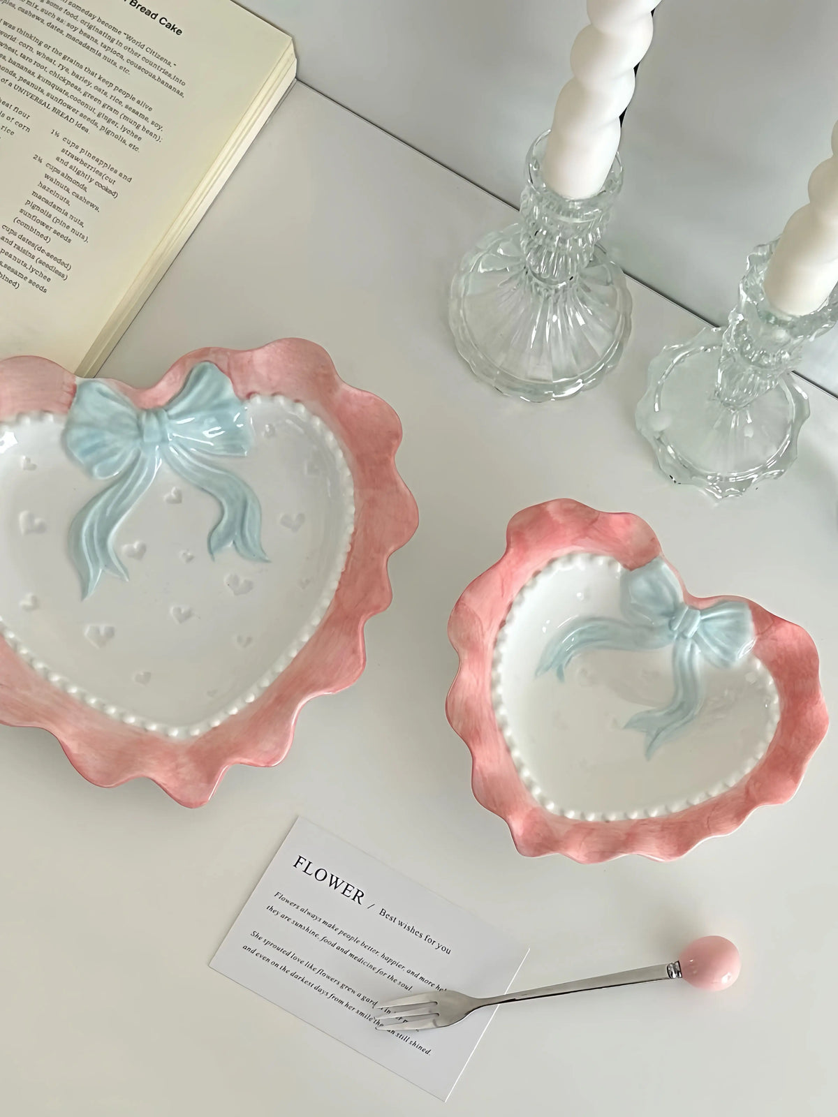 Pastel Bow Heart Plates