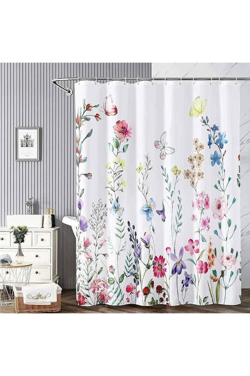 Floral Print Decor Shower Curtain