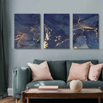 Blue Ink Marble Canvas Poster