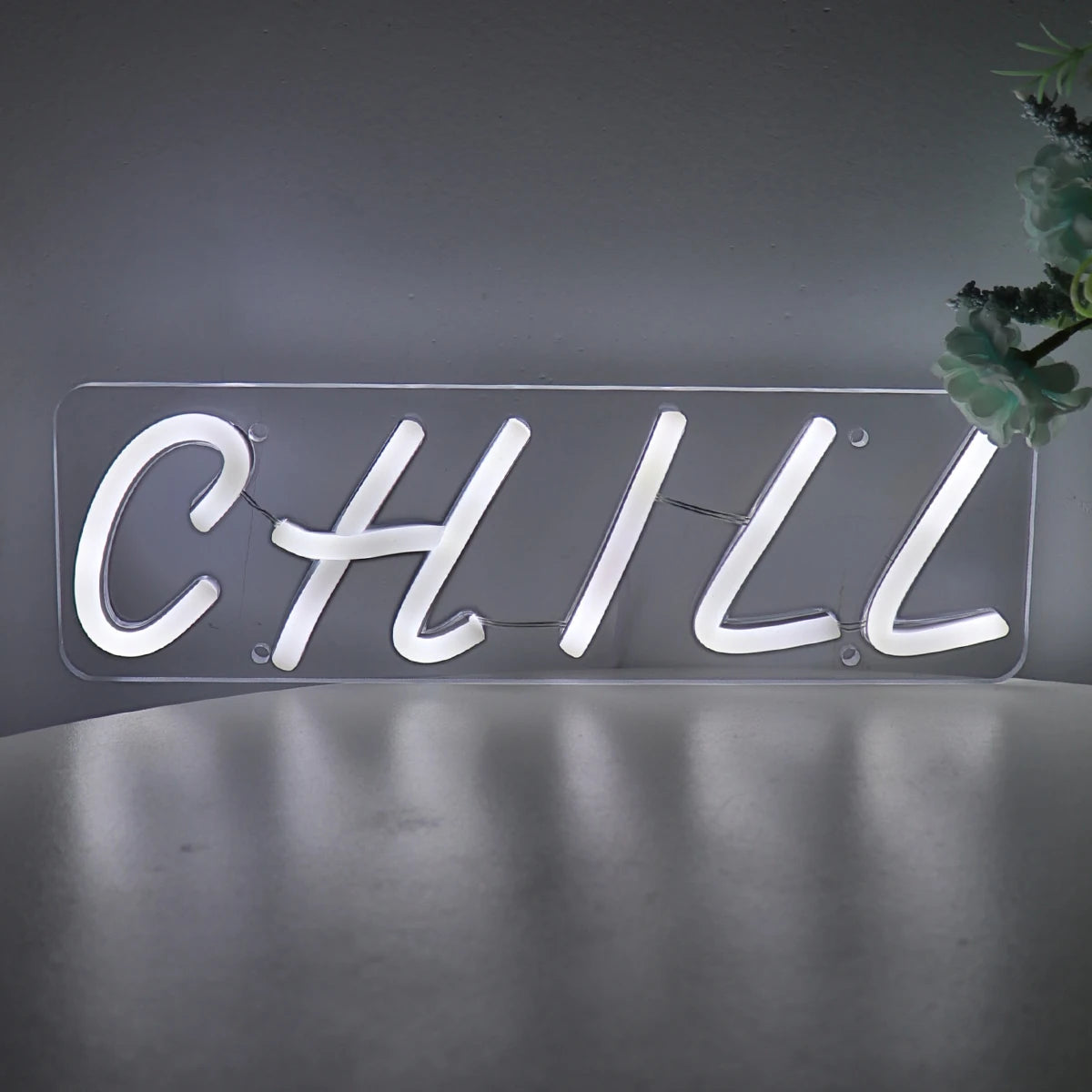 Chill weißes Neonschild