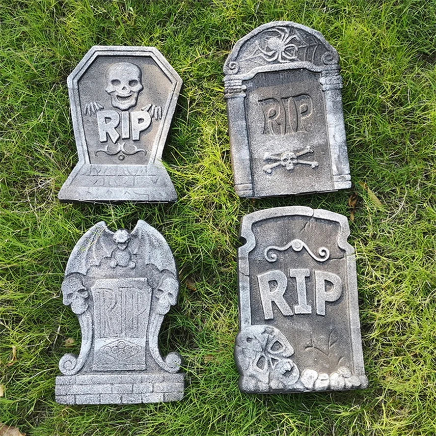 Halloween Skull RIP Yard Tombstone