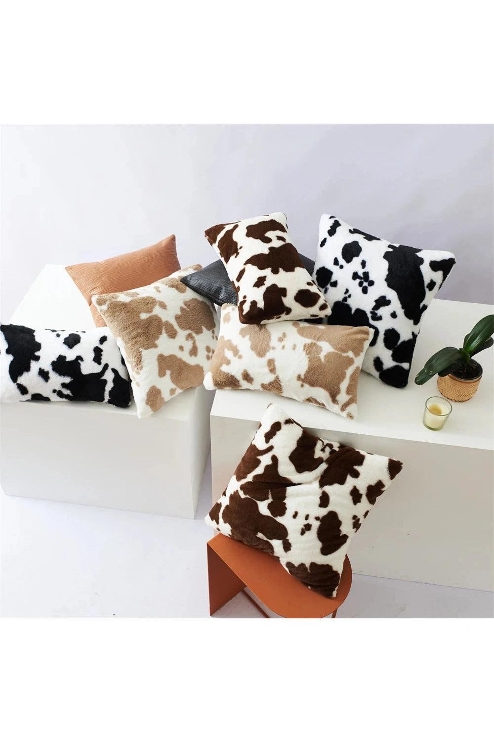 Cow Pattern Plush Pillow Case