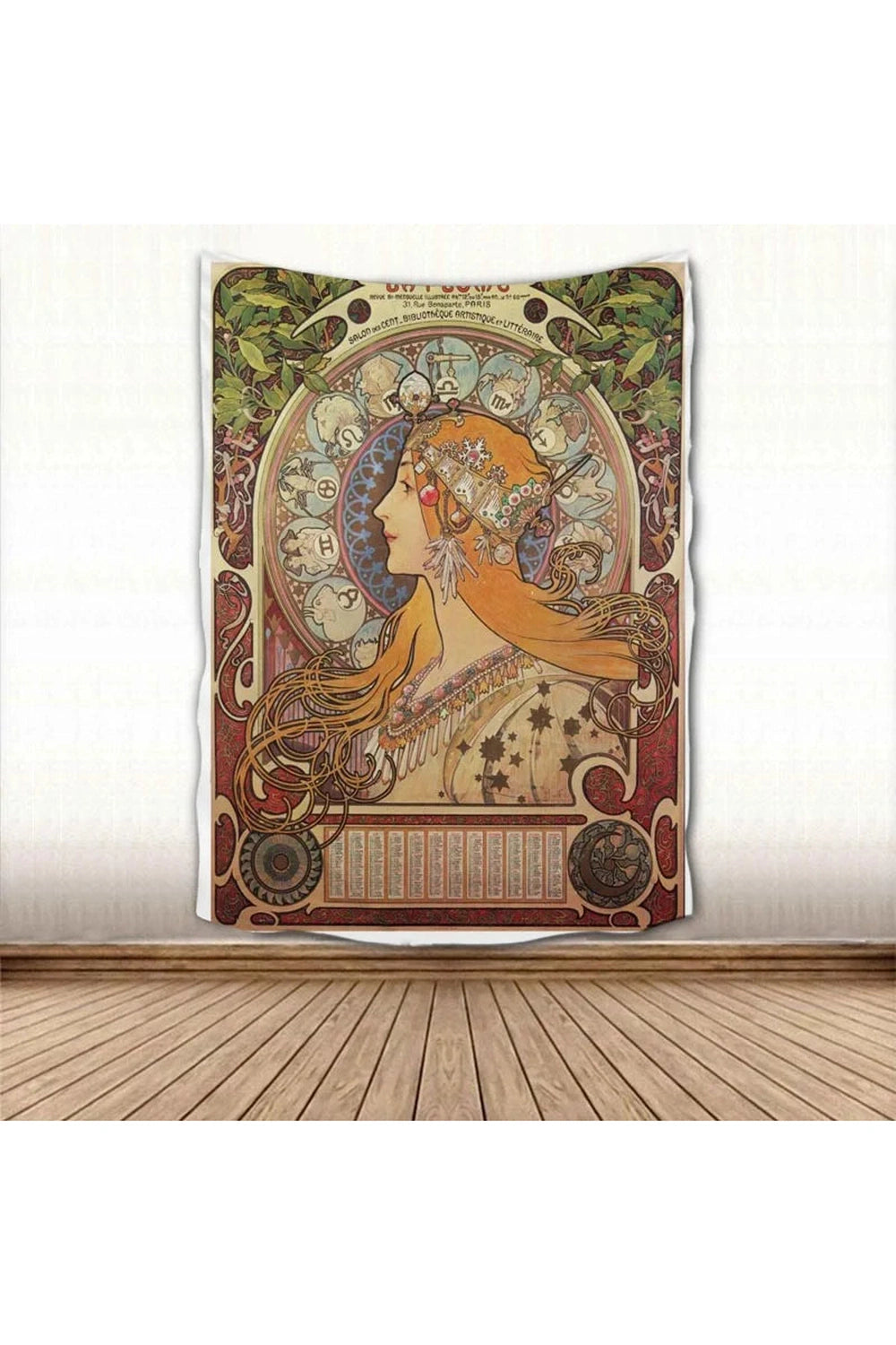 Art Nouveau Zodiac Goddess Tapestry