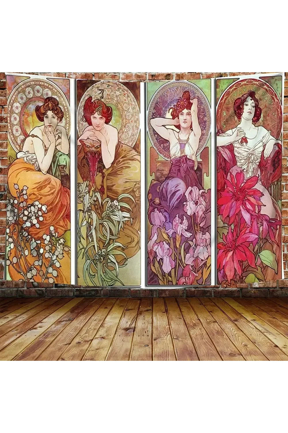 Art Nouveau Lady Tapestry Medieval Optimized Style Tapestries Artwork Wall Hanging Retro Paris Nouveau Vineyard Flirt Home Decor