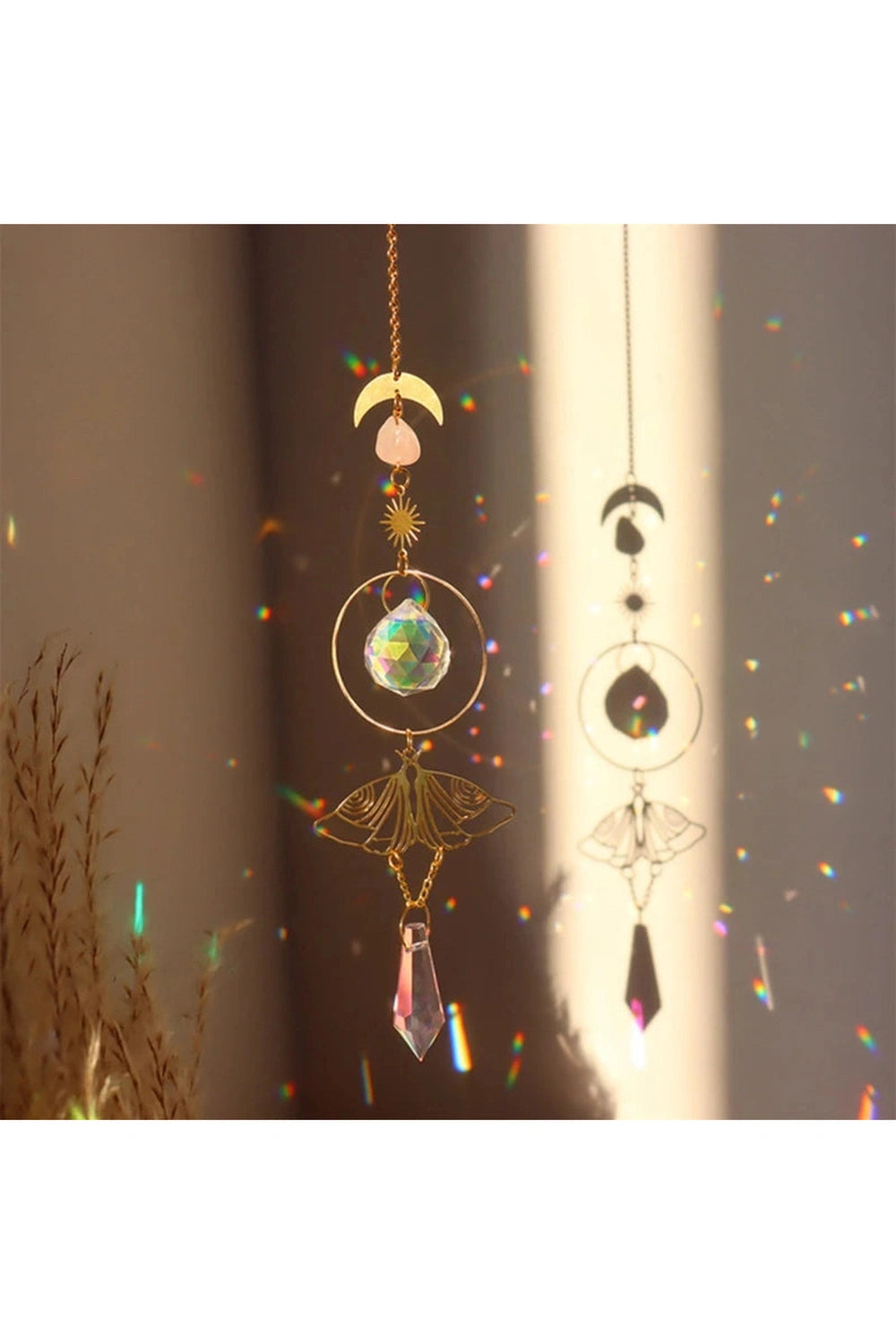 Golden Butterfly Prism Suncatcher