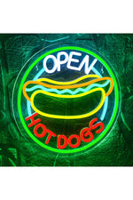 Open Hot Dogs Neon Art