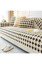 Houndstooth Velvet Sofa Cover