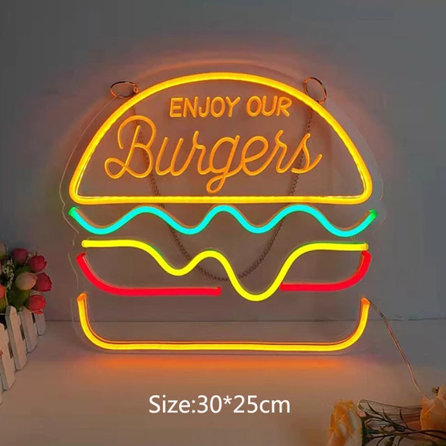 Neon-Fast-Food-Schilder