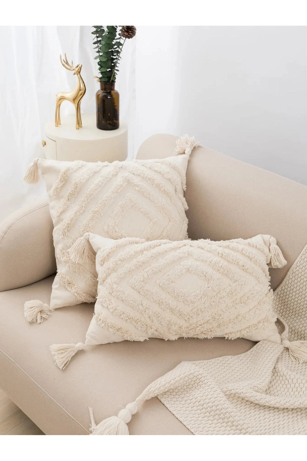 Fringed Lumbar Boho Pillow Case