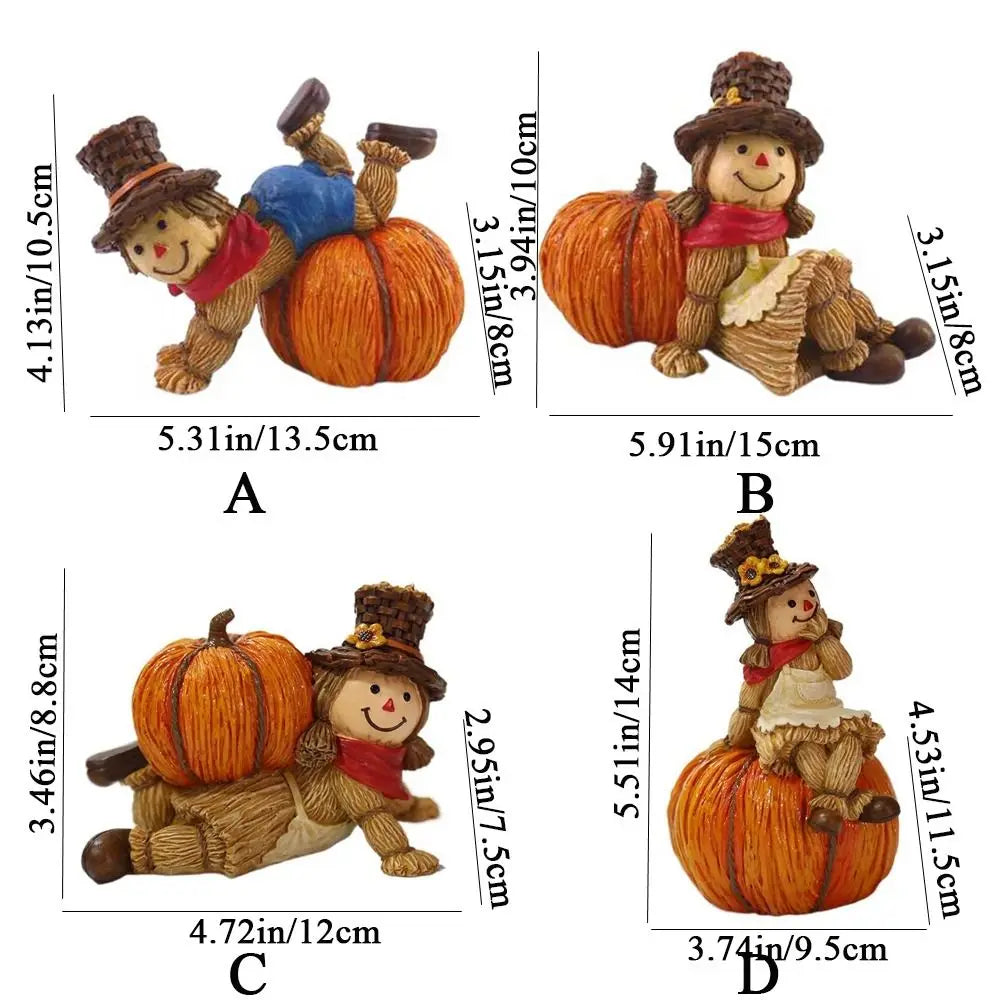 Harvest Scarecrow Pumpkin Figurines