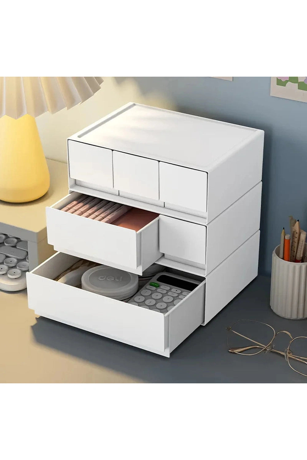 Stackable White Storage Drawer