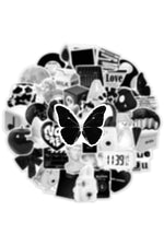 Simple Black White Cartoon Stickers