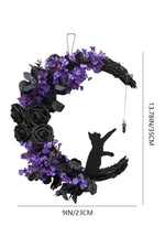 Halloween Moonlit Cat Wreath