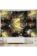 Vintage Sun Tapestry Wall Hanging Botanical Celestial Floral Hippie Flower Wall Starry Dormitory Decor