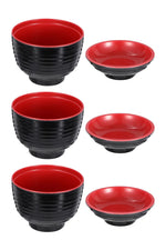 Red and Black Minimalist Bowl Set