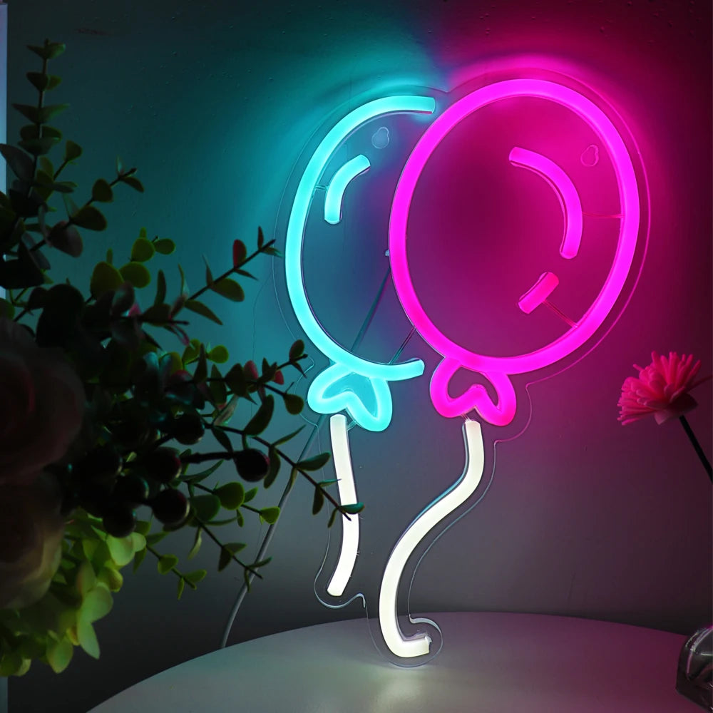 Double Balloon Neon Sign