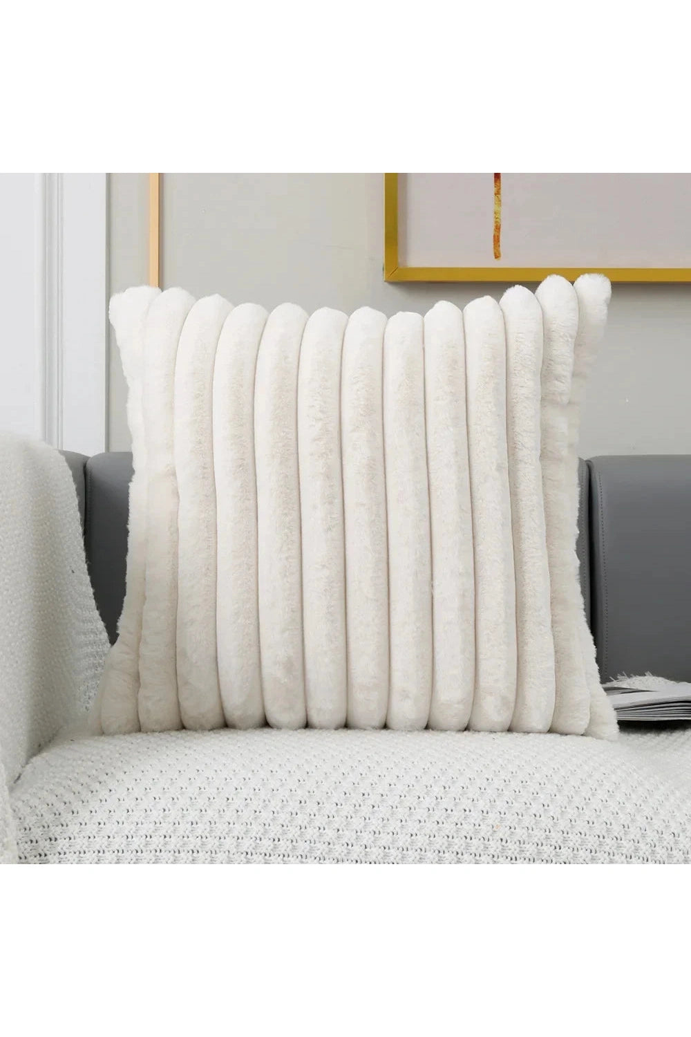 Soft White Plush Pillow Case