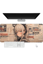 Black Kawaii Cat Deskmat