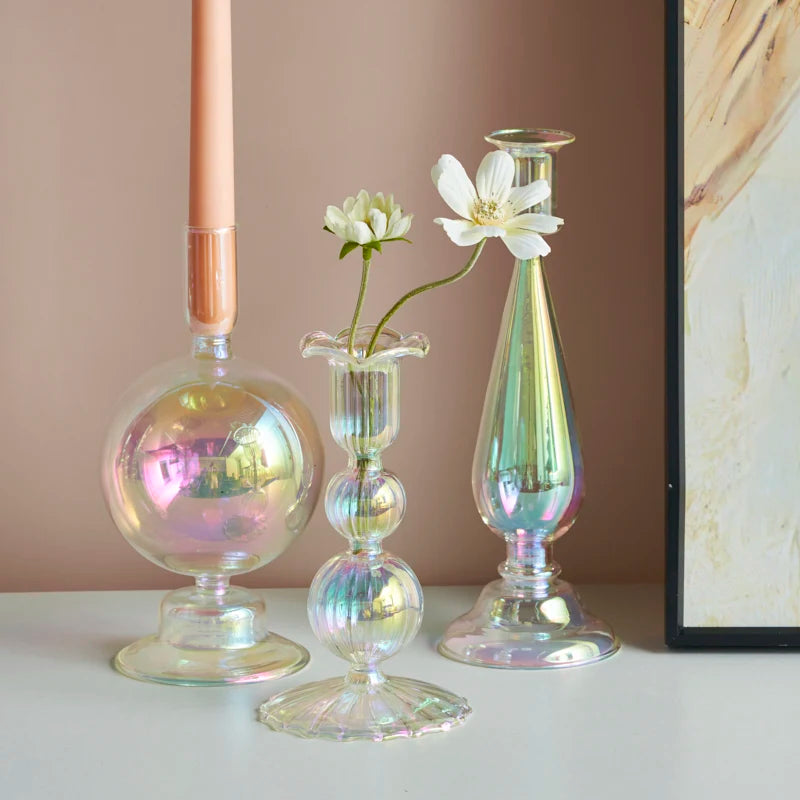 Coquette Iridescent Candle Holders