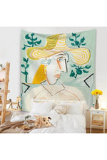 Tapestry Living Room Background Mural Beach Mat Home Decoration Simple and Fresh Character Wall Hanging