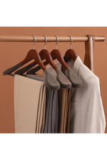 Velvet coat hanger wood flocking wide shoulder suit clothes rack home Wardrobe closet organizer luxury clothes wooden hanger