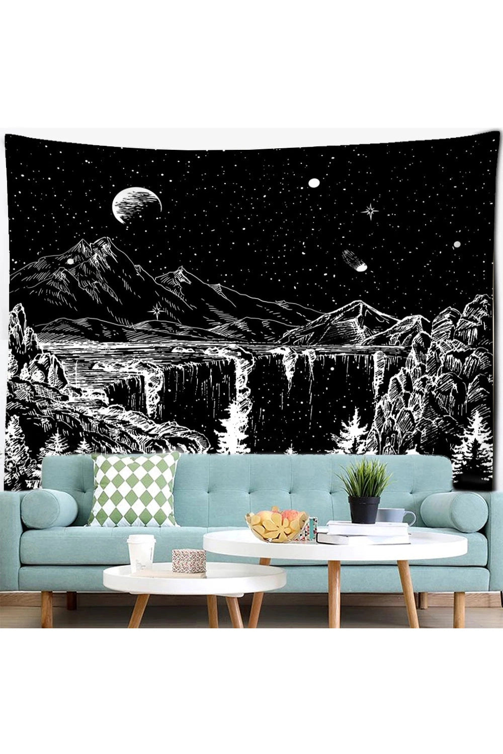 Cosmic Mountain Night Tapestry