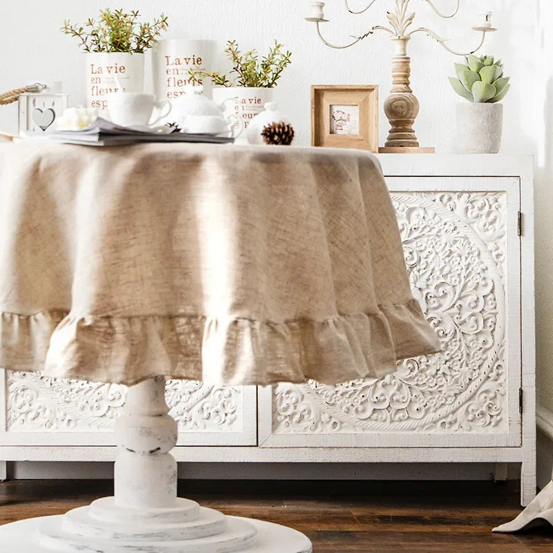 Vintage Charm Ruffled Tablecloth