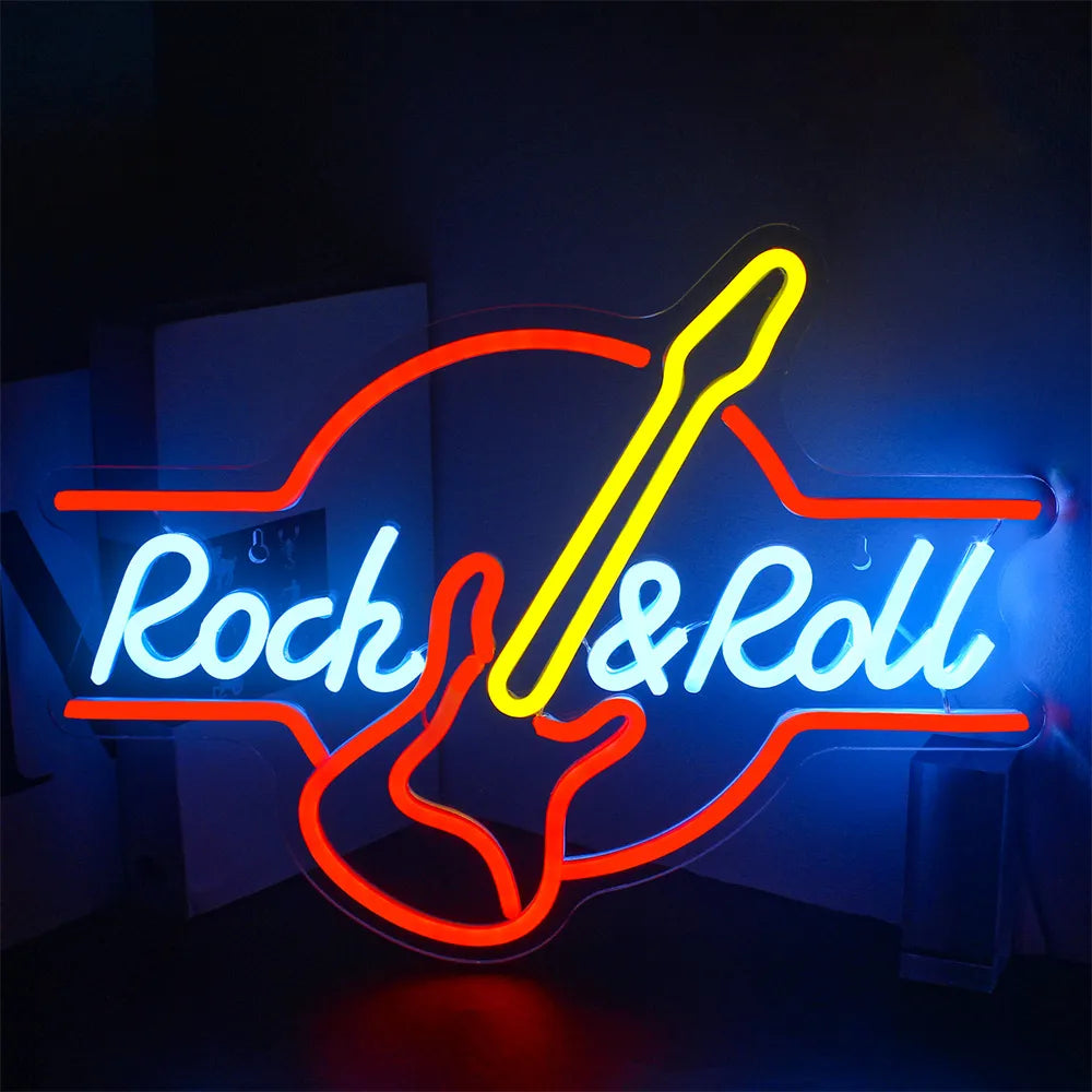 Gitarren-Rock-Neon-Dekor