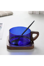 Wood Tray Latte Glass Cup