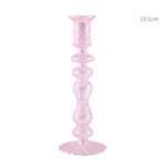 Pink Glass Taper Candle Holder