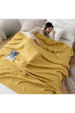 Golden Waffle Knit Blanket