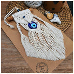 Blue Hamsa Eye Macrame Decor