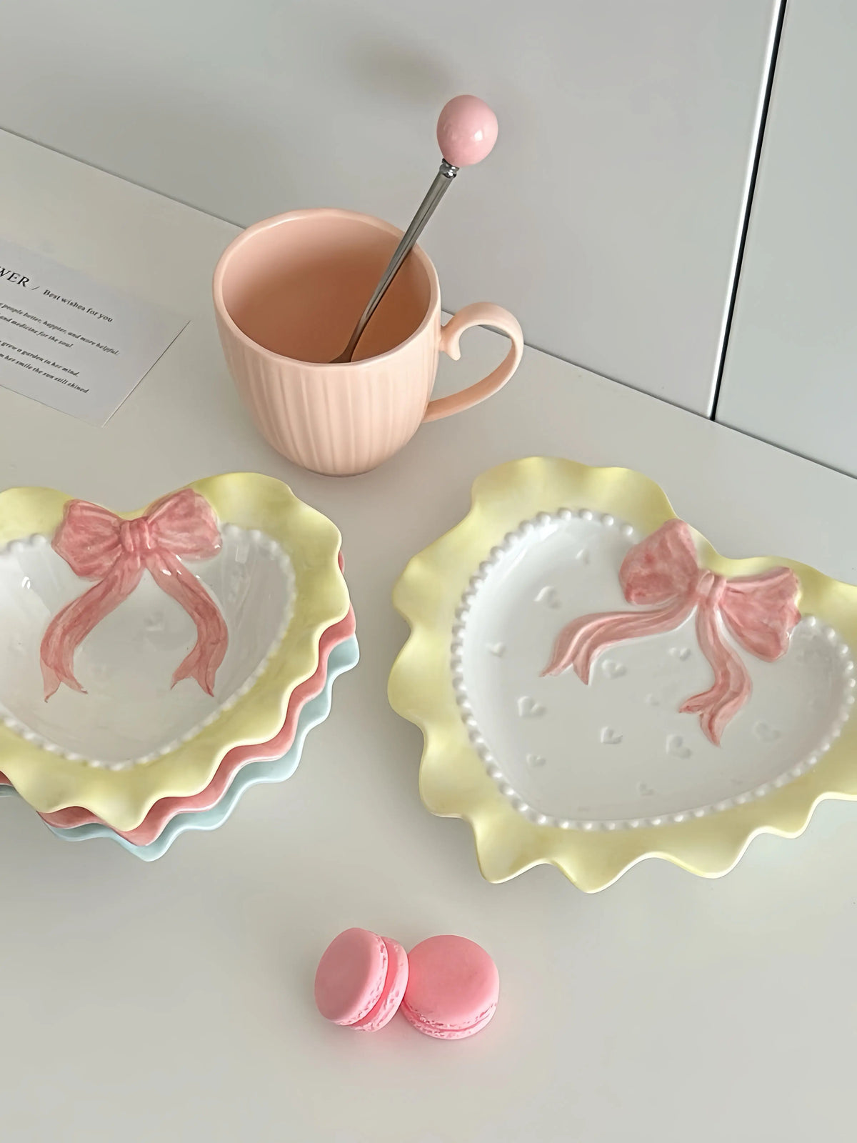 Pastel Bow Heart Plates