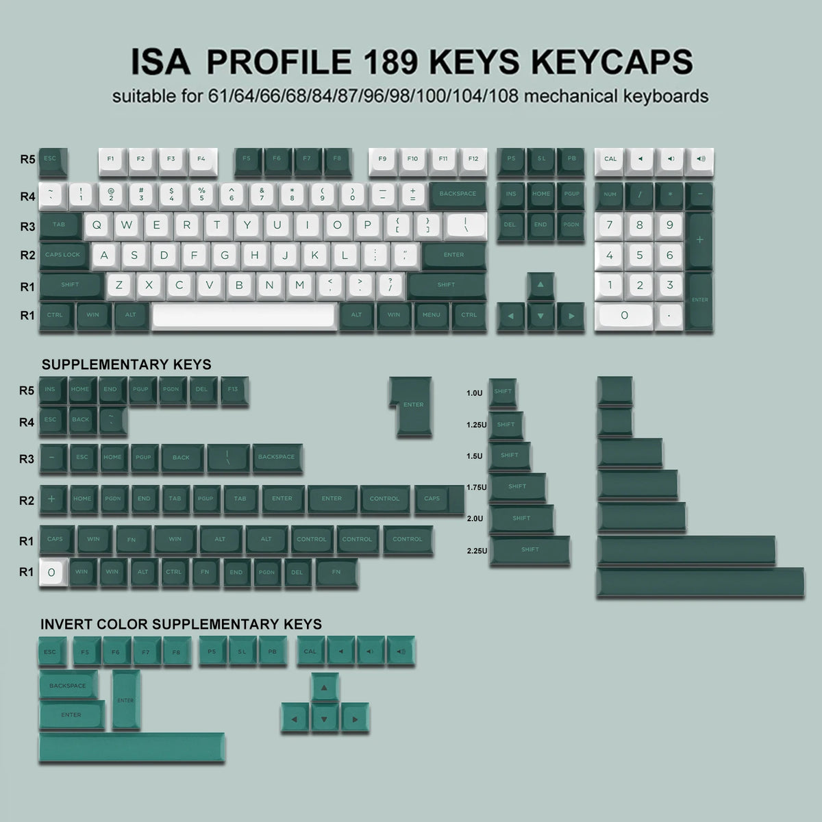 Green White Backlit Keycaps