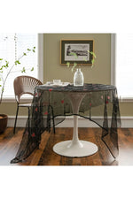 Floral Embroidered Sheer Tablecloth