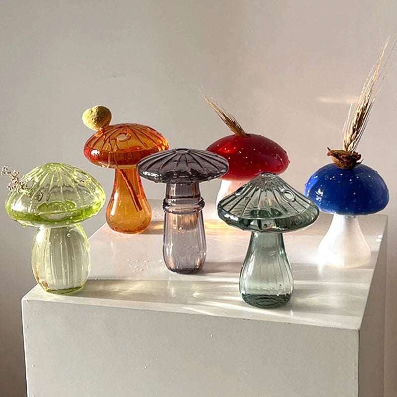 Whimsical Mushroom Glass Vases