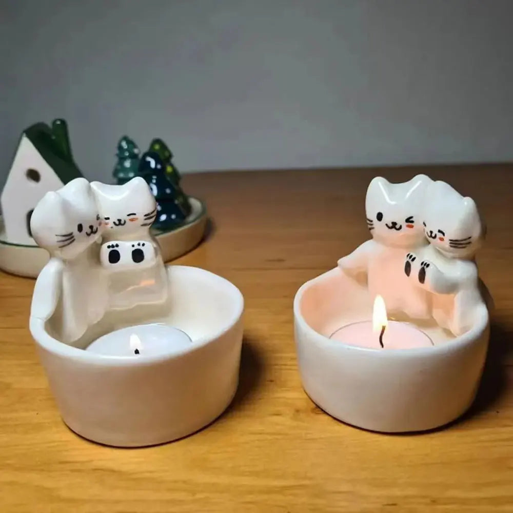 Cozy Kitty Hug Candle Holder