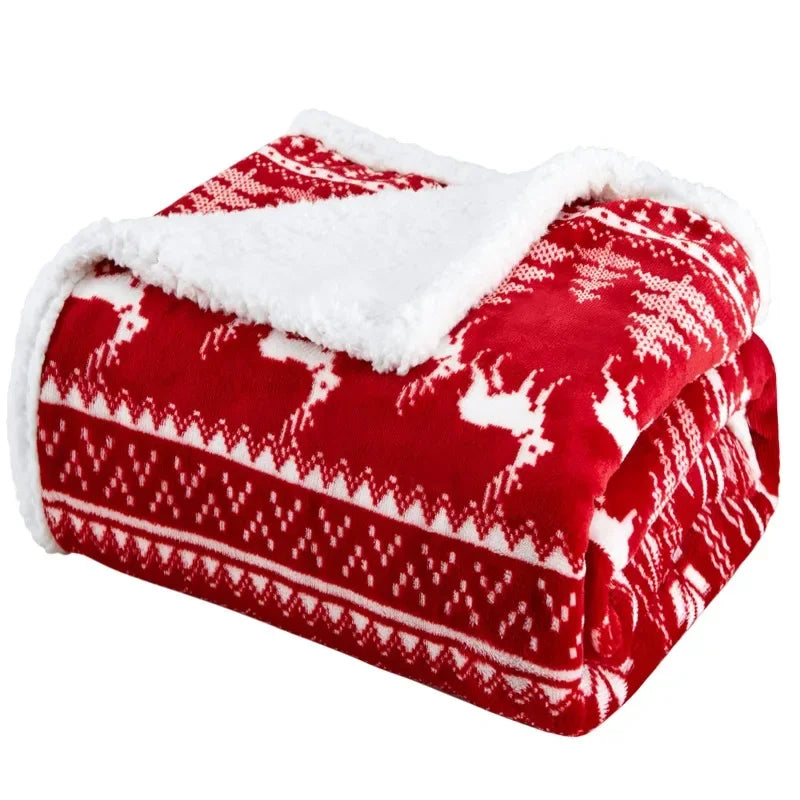 Christmas Nordic Reindeer Sherpa Blanket