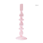 Pink Glass Taper Candle Holder