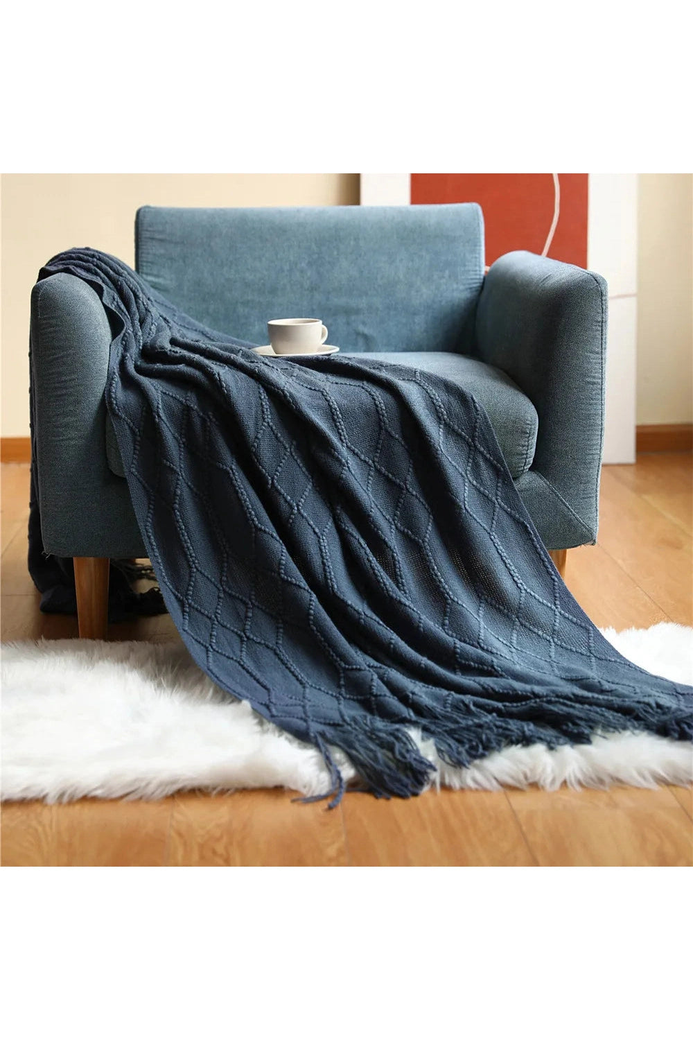 Cozy Diamond Knit Throw Blanket