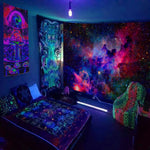 Psychedelic Mushroom Glow Tapestry