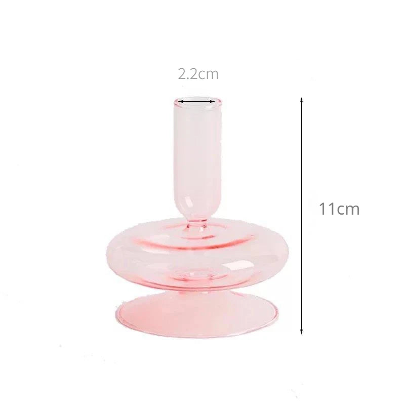 Pink Glass Taper Candle Holder