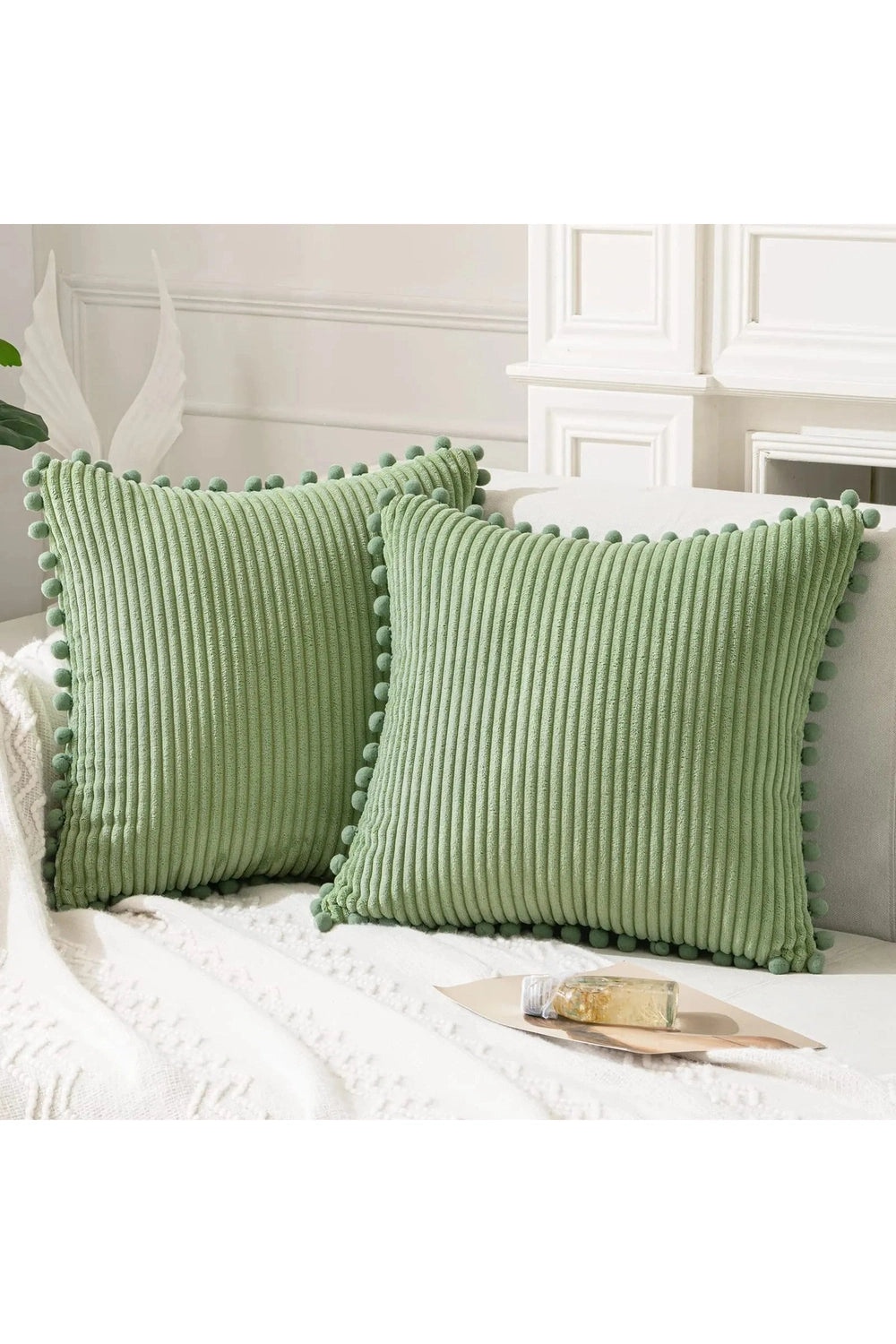 Pompom Velvet Corduroy Pillowcase Set