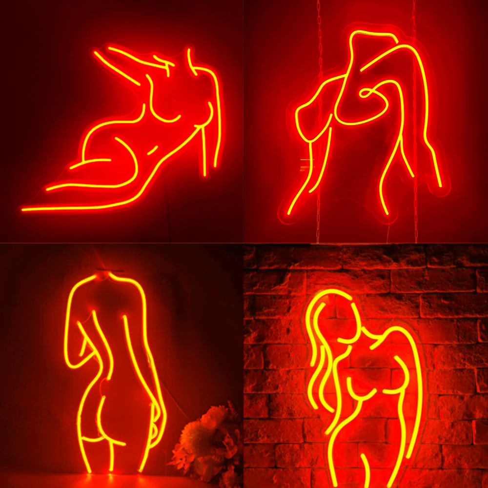 Neon Femme Silhouette Schilder