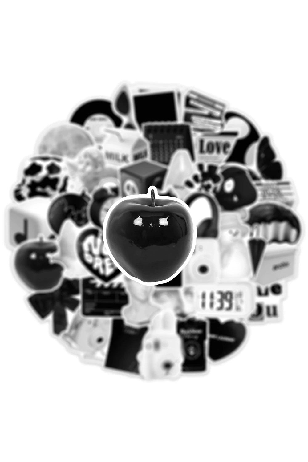 Simple Black White Cartoon Stickers