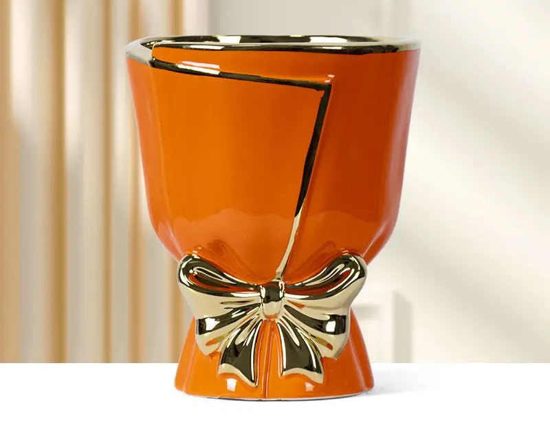 Coquette Golden Ribbon Chic Vase