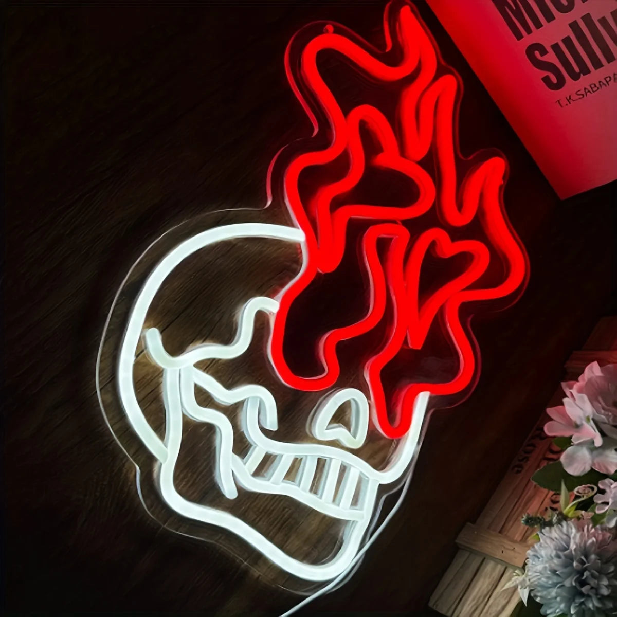 Skelettschädel Feuer Neon